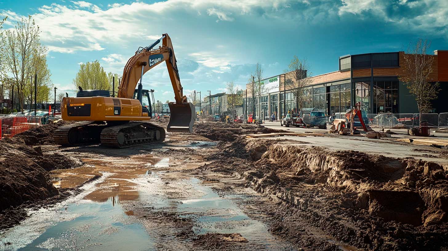 Piermont Contracting construction site showing bulldozers and heavy equipment at work on a commercial project