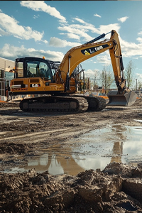 Yellow bulldozer on construction site representing Piermont Contracting's 20+ years of experience in New Jersey