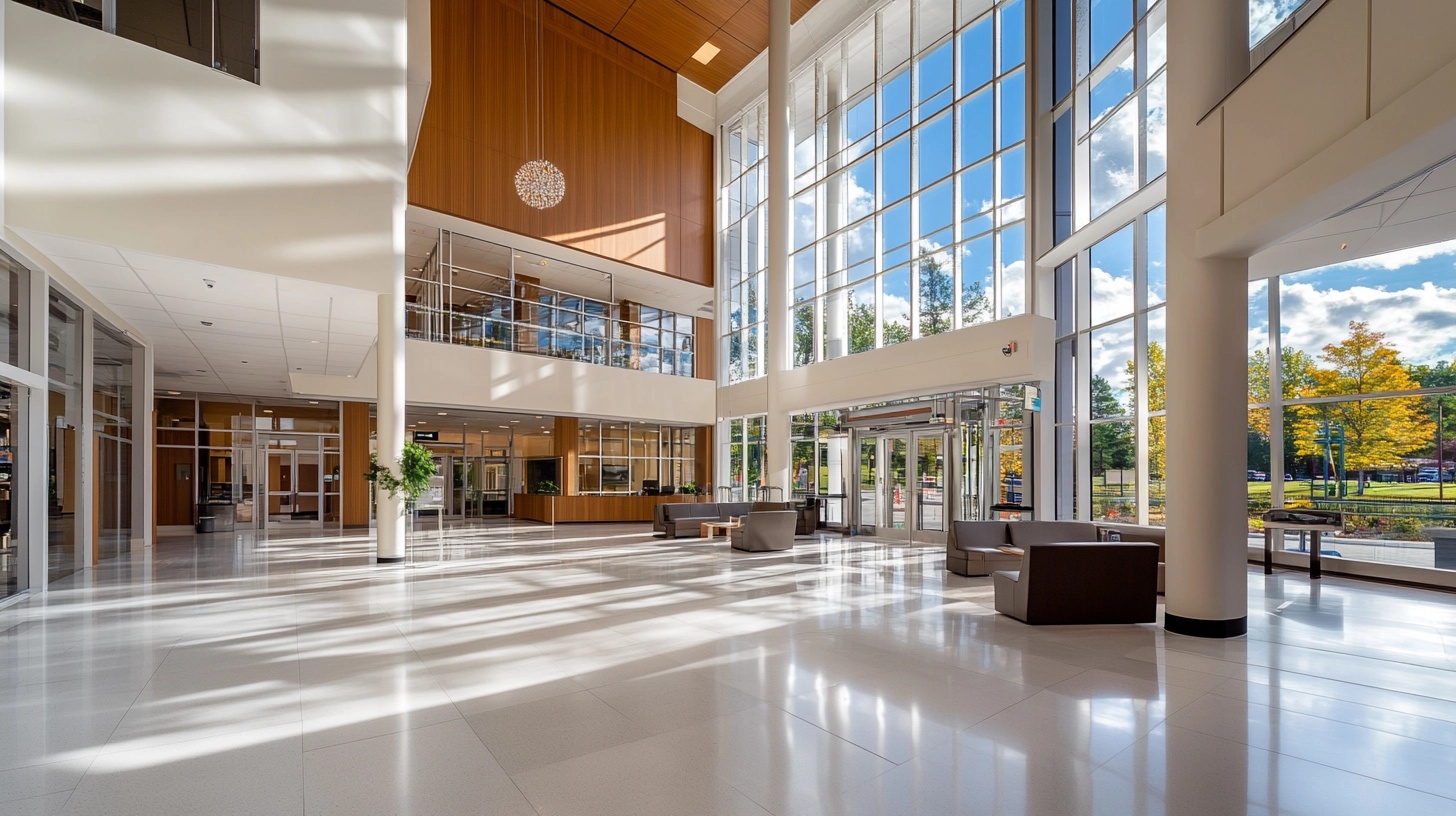 Municipal building interior renovation showing classroom and facility upgrades for schools and public buildings